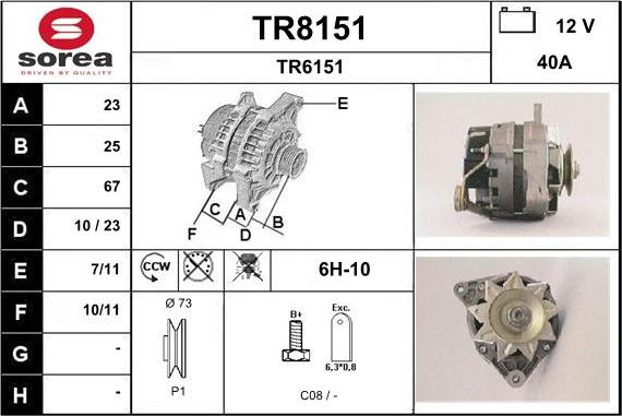 SNRA TR8151 - Alternator www.autospares.lv