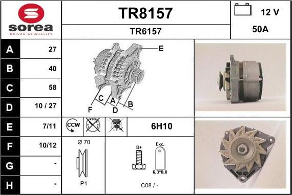 SNRA TR8157 - Alternator www.autospares.lv