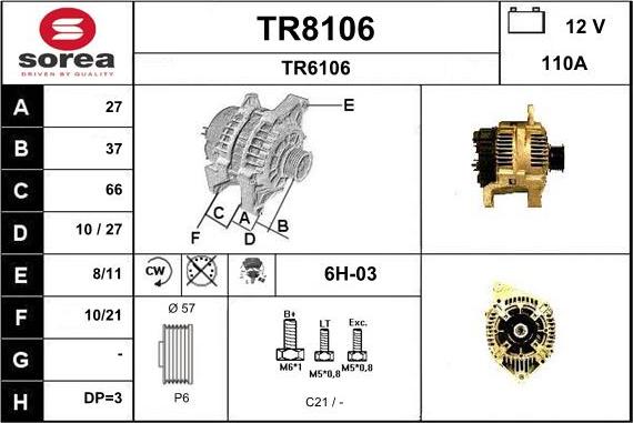 SNRA TR8106 - Ģenerators autospares.lv