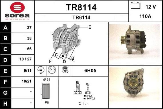 SNRA TR8114 - Ģenerators www.autospares.lv