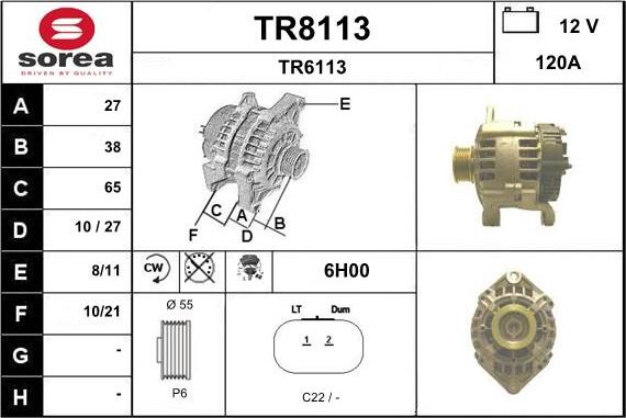 SNRA TR8113 - Alternator www.autospares.lv