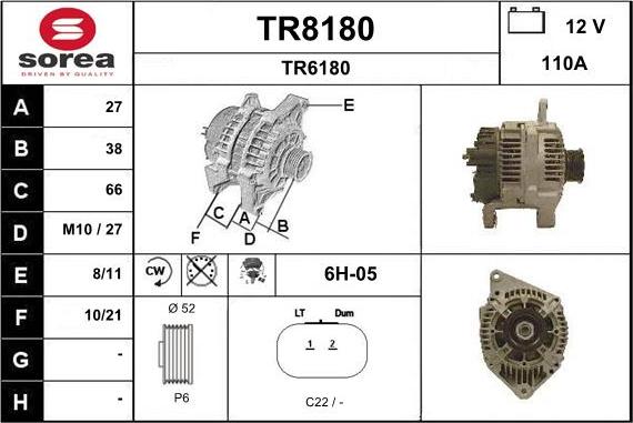 SNRA TR8180 - Генератор www.autospares.lv