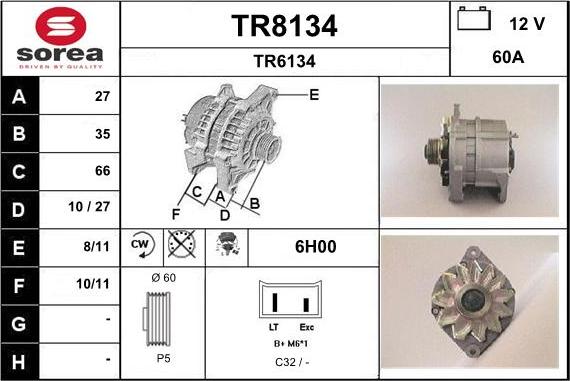 SNRA TR8134 - Генератор www.autospares.lv