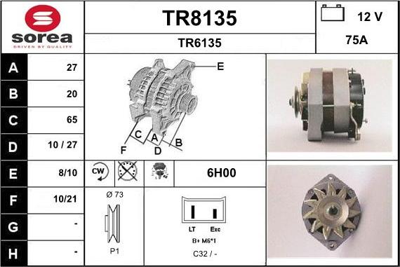 SNRA TR8135 - Alternator www.autospares.lv