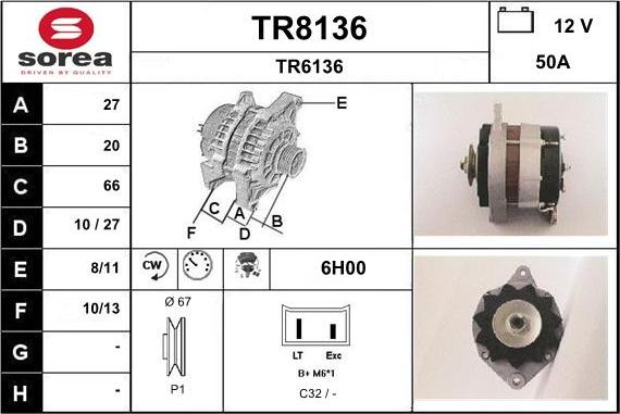 SNRA TR8136 - Ģenerators autospares.lv