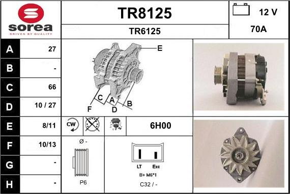 SNRA TR8125 - Ģenerators www.autospares.lv