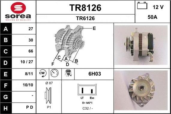 SNRA TR8126 - Alternator www.autospares.lv