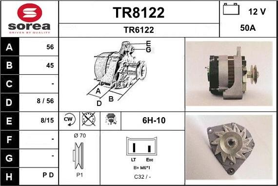 SNRA TR8122 - Alternator www.autospares.lv