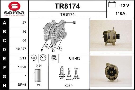 SNRA TR8174 - Ģenerators autospares.lv