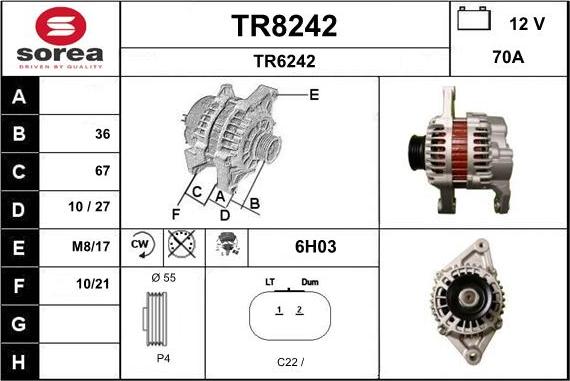 SNRA TR8242 - Alternator www.autospares.lv