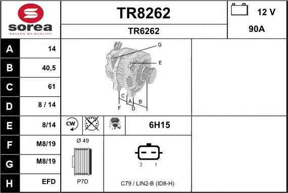 SNRA TR8262 - Ģenerators www.autospares.lv