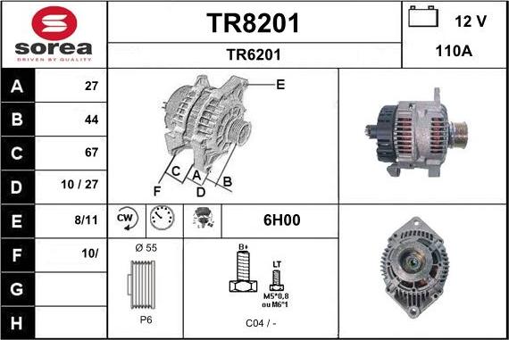 SNRA TR8201 - Ģenerators autospares.lv