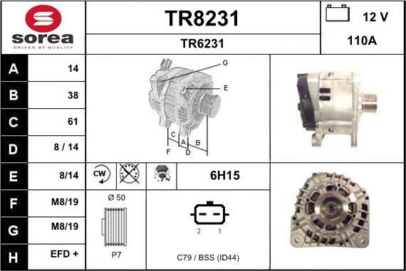 SNRA TR8231 - Ģenerators www.autospares.lv