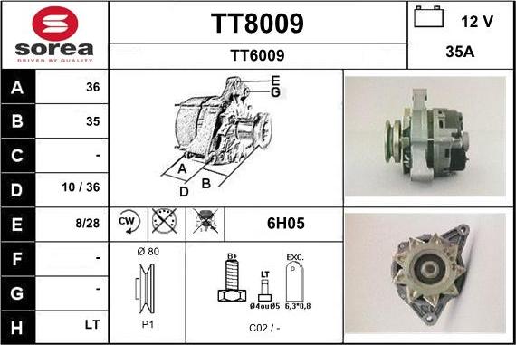 SNRA TT8009 - Alternator www.autospares.lv