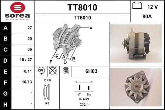 SNRA TT8010 - Ģenerators autospares.lv