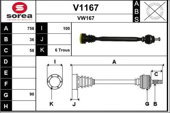 SNRA V1167 - Piedziņas vārpsta www.autospares.lv