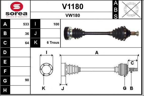 SNRA V1180 - Drive Shaft www.autospares.lv