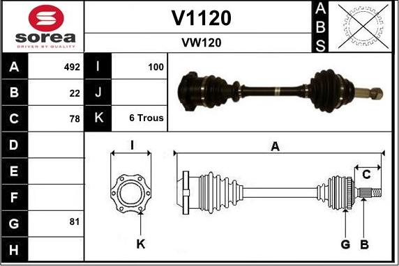 SNRA V1120 - Piedziņas vārpsta autospares.lv