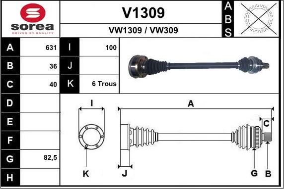 SNRA V1309 - Piedziņas vārpsta www.autospares.lv