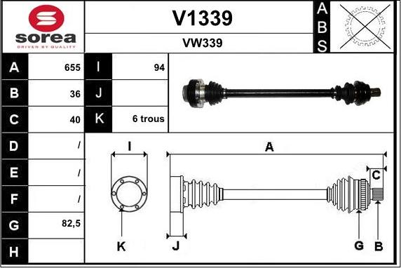 SNRA V1339 - Drive Shaft www.autospares.lv