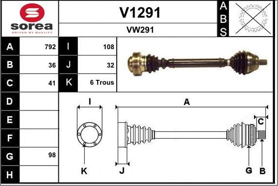 SNRA V1291 - Piedziņas vārpsta autospares.lv