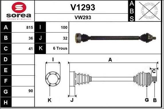 SNRA V1293 - Piedziņas vārpsta autospares.lv