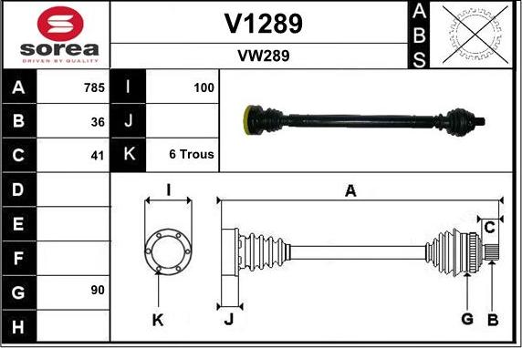 SNRA V1289 - Piedziņas vārpsta autospares.lv