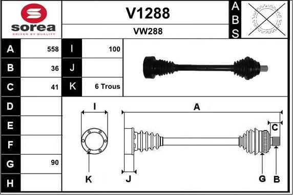 SNRA V1288 - Piedziņas vārpsta autospares.lv