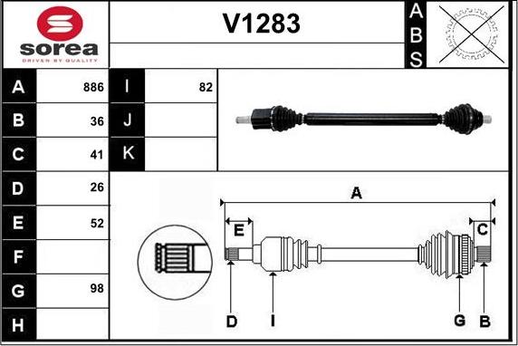 SNRA V1283 - Piedziņas vārpsta www.autospares.lv