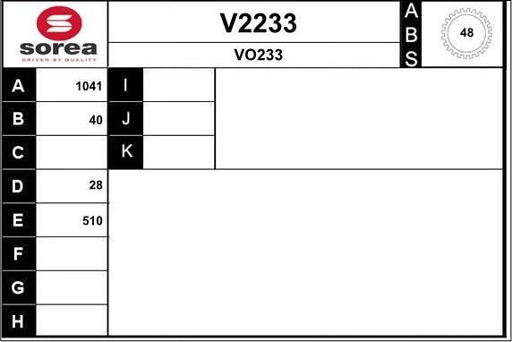 SNRA V2233 - Piedziņas vārpsta autospares.lv