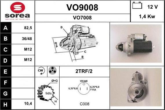 SNRA VO9008 - Starter www.autospares.lv