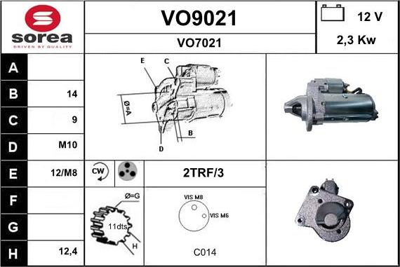 SNRA VO9021 - Starteris autospares.lv