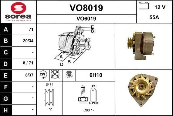 SNRA VO8019 - Alternator www.autospares.lv