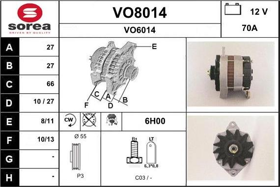 SNRA VO8014 - Генератор www.autospares.lv