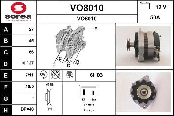 SNRA VO8010 - Ģenerators autospares.lv