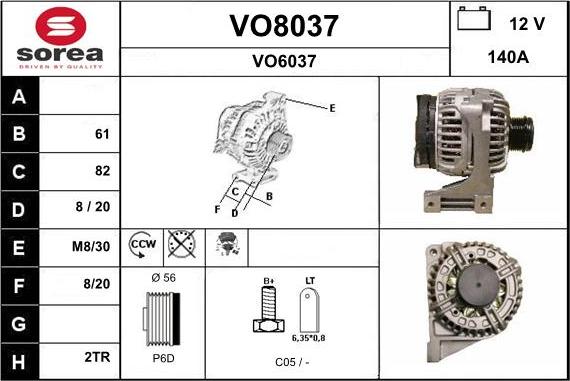 SNRA VO8037 - Генератор www.autospares.lv