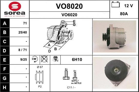 SNRA VO8020 - Alternator www.autospares.lv