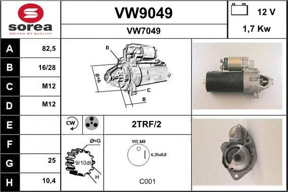 SNRA VW9049 - Starter www.autospares.lv