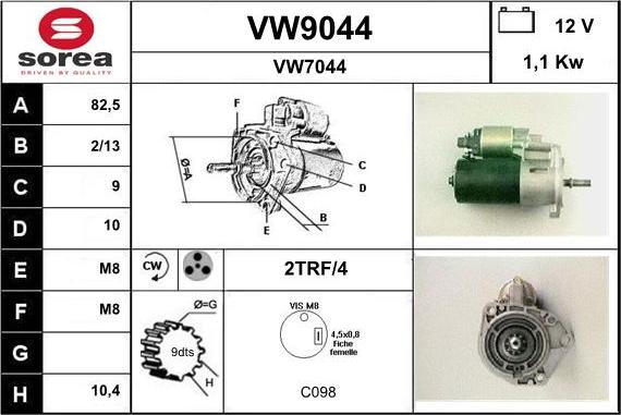 SNRA VW9044 - Starteris autospares.lv