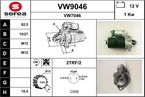 SNRA VW9046 - Starter www.autospares.lv