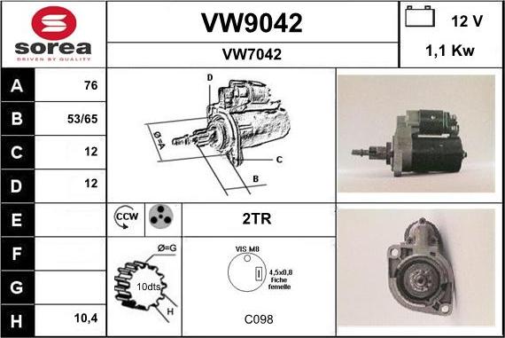 SNRA VW9042 - Стартер www.autospares.lv