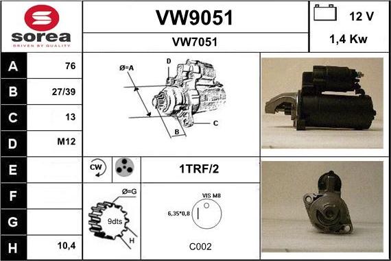 SNRA VW9051 - Starteris www.autospares.lv