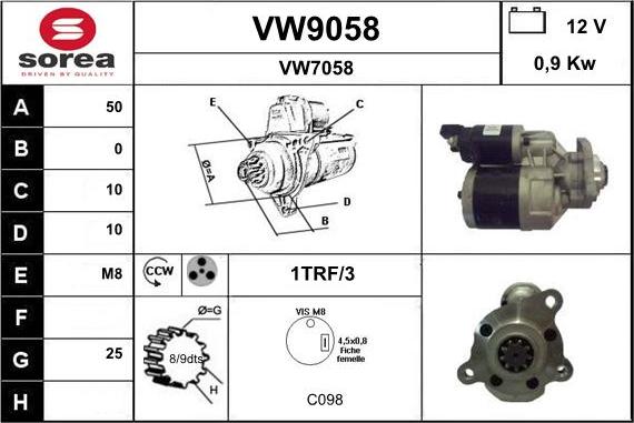 SNRA VW9058 - Starteris www.autospares.lv