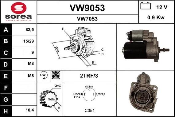 SNRA VW9053 - Starteris autospares.lv