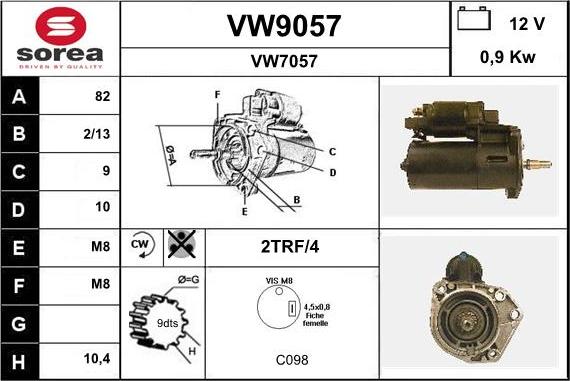 SNRA VW9057 - Стартер www.autospares.lv