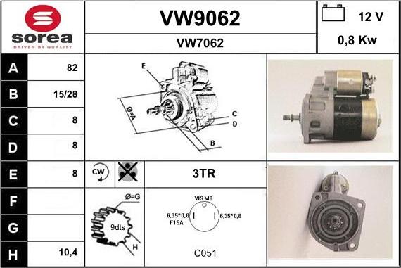 SNRA VW9062 - Starteris autospares.lv