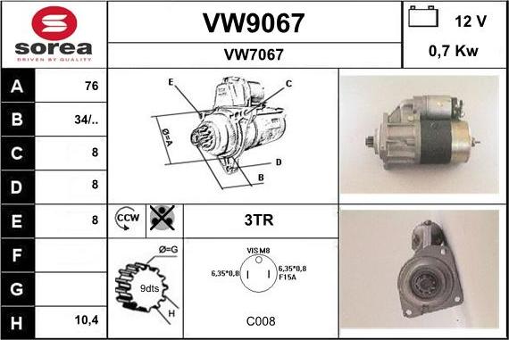 SNRA VW9067 - Starter www.autospares.lv