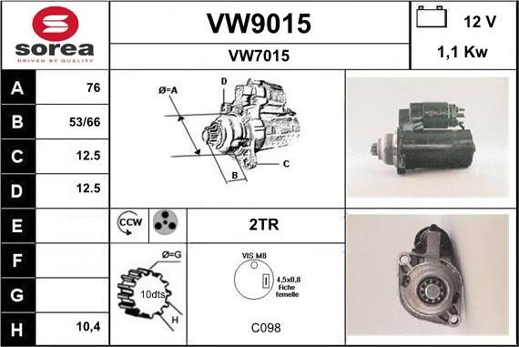 SNRA VW9015 - Стартер www.autospares.lv