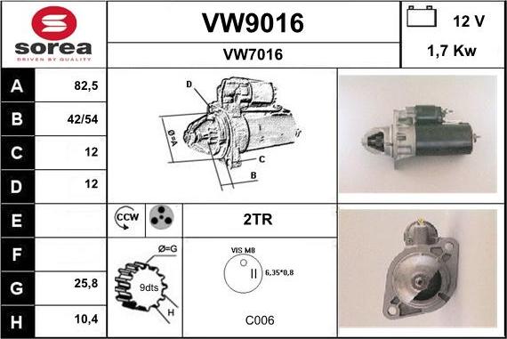 SNRA VW9016 - Starteris www.autospares.lv