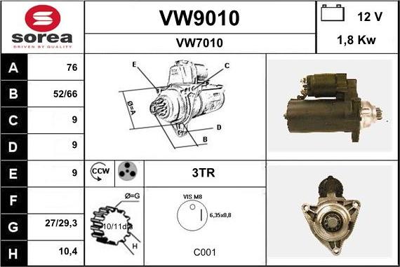 SNRA VW9010 - Starter www.autospares.lv